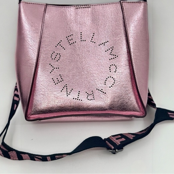 Stella McCartney LOGO Metallic Pink Mini Eco Vegan Leather Crossbody Purse Bag - Picture 12 of 15